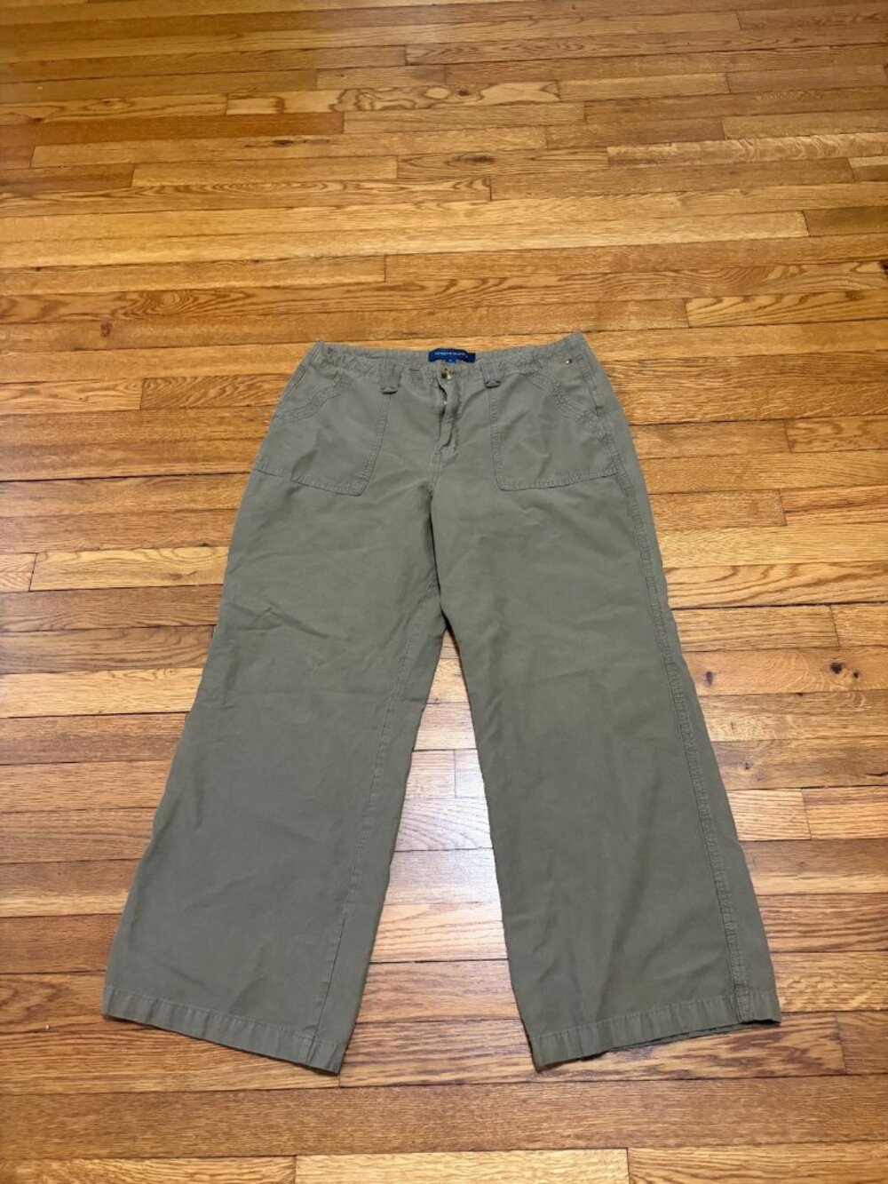 Tommy Hilfiger Women's Cropped Wide Leg Pants Size 12 Green Cotton Viscose